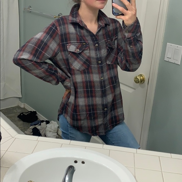 Tops - Red & grey Flannel